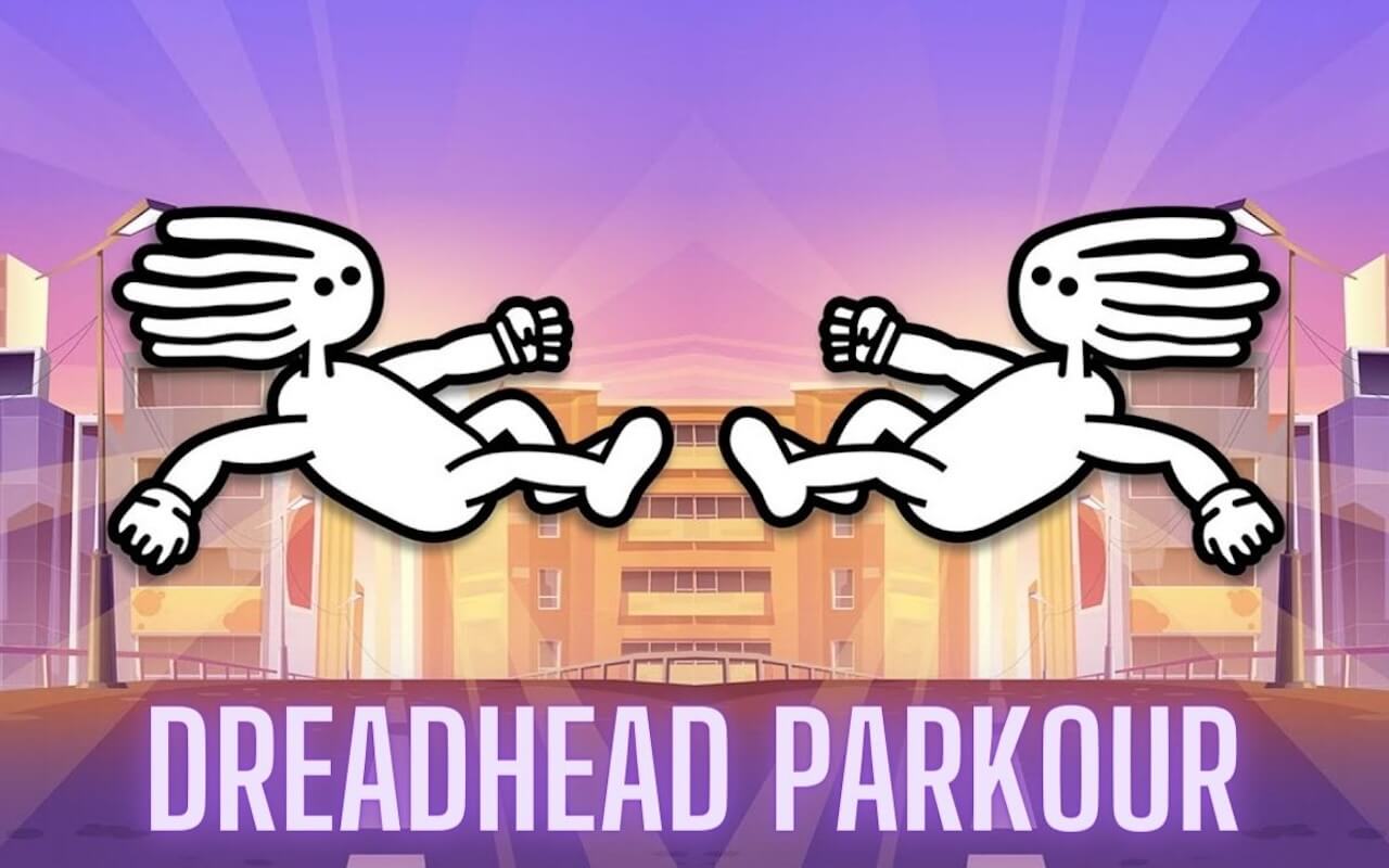 The character Dreadhead in mid-air, performing a flip over a series of spikes in Dreadhead Parkour.